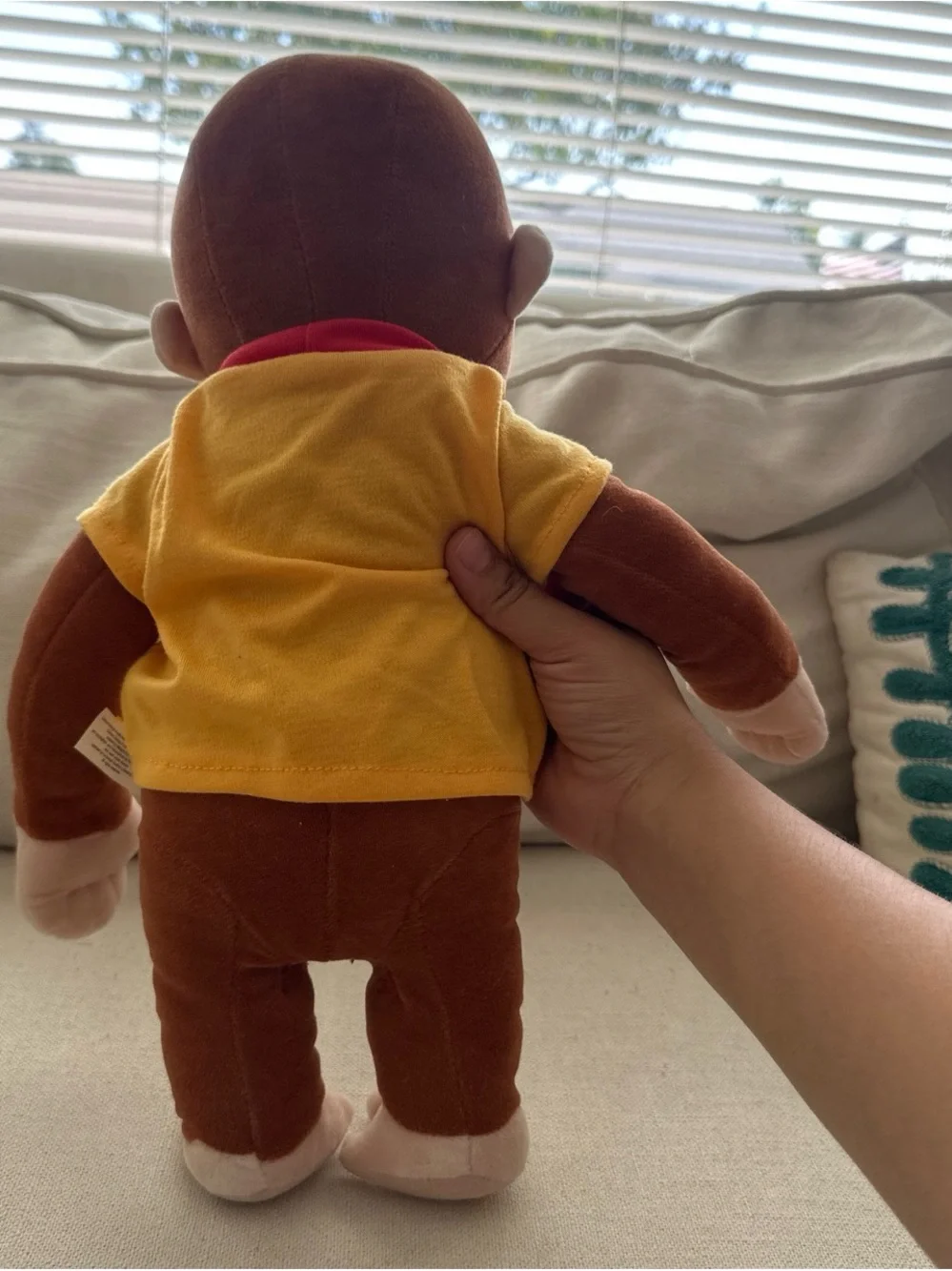 Curious Monkey Plush Toy in Brown with Yellow 'Happy Birthday' Shirt